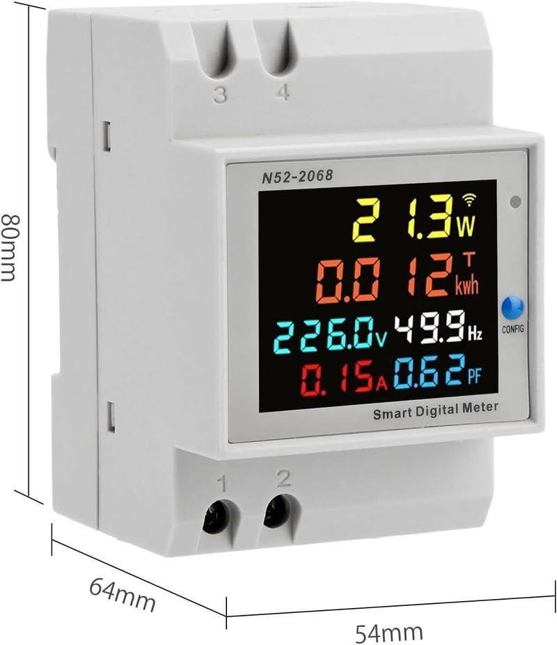 diymore WiFi Digital Single Phase Energy Meter Tester Electricity Usage Monitor AC 110V 40V~300V 100A Ampermeter Power Voltmeter Voltage Amps Watt Kwh Frequency Power Factor Meter Multimeter - Image 5